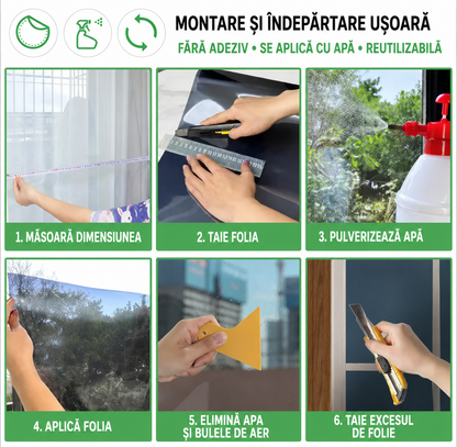 1+1 GRATIS | Folie Reflexivă Premium pentru Geamuri – Efect de Oglindă, Protecție Solară UV și Intimitate în Timpul Zilei
