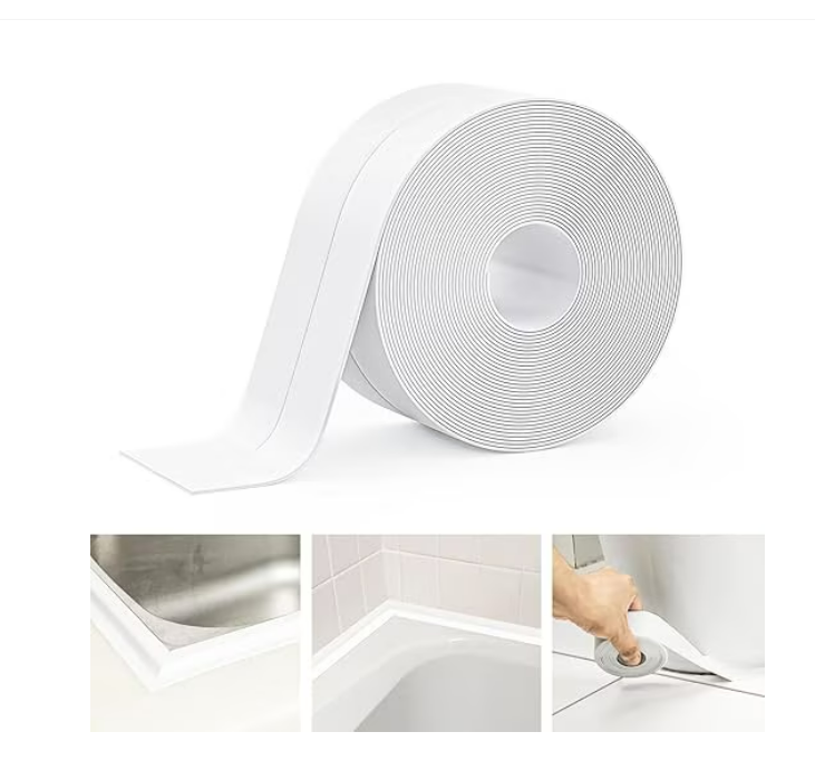 1+1 GRATIS | Bandă Adezivă Etanșantă Premium pentru Baie și Bucătărie – Oprește Infiltrațiile de Apă în 5 Minute | Albă | 38mm x 3.2m